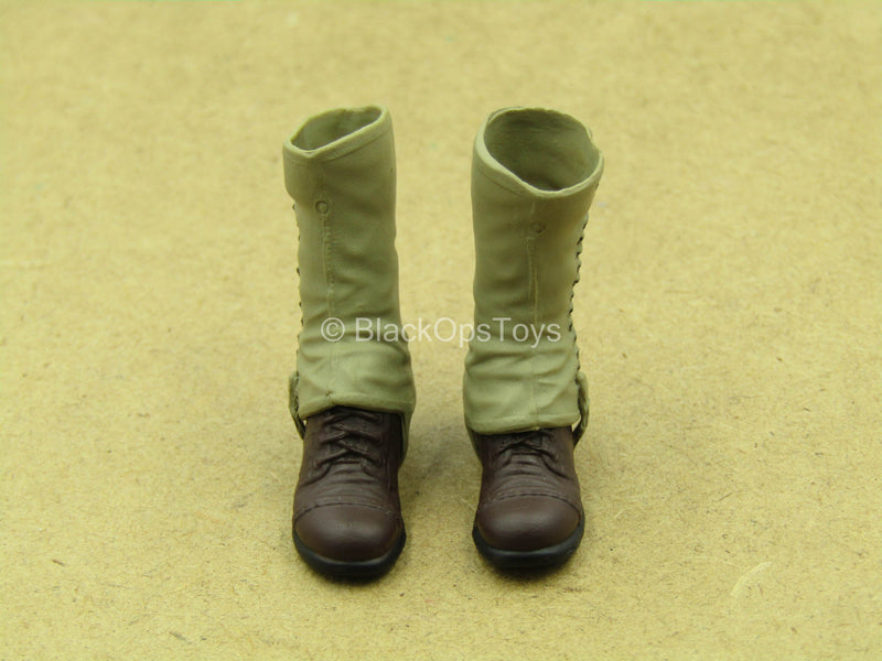 Load image into Gallery viewer, 1/12 - WWII Captain Miller - Combat Boots w/Gaiters (Peg Type)
