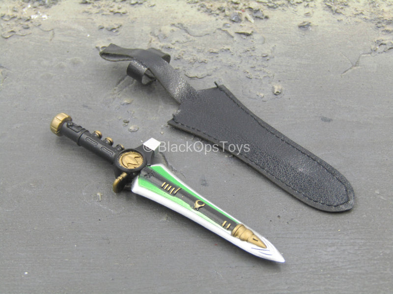 Load image into Gallery viewer, Golden Red Hero - Green &amp; Gold Like Dagger w/Sheath
