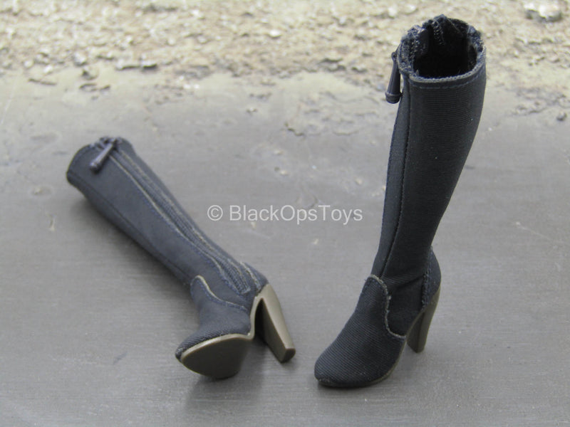 Load image into Gallery viewer, Serene Hound - Blue Knee High Zip Up Boots (Peg Type)
