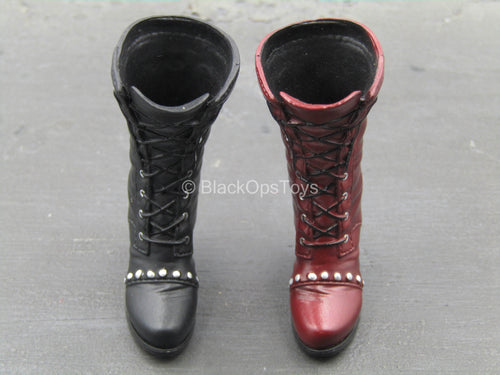 Batman Arkham Harley Quinn - Red & Black Boots (Peg Type)