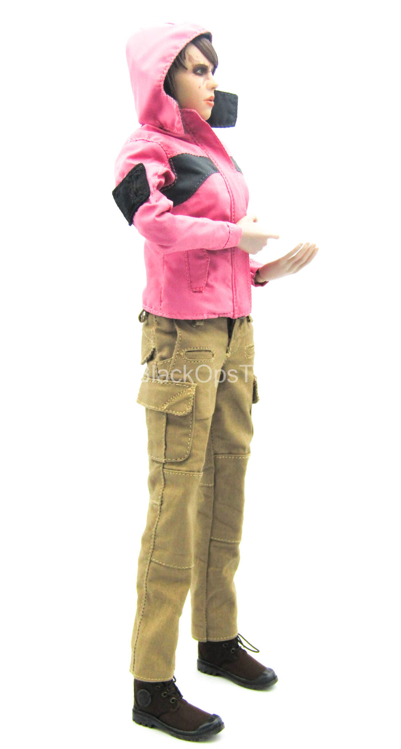Load image into Gallery viewer, Pink Jacket &amp; Foliage Green Shirt w/Tan Pants &amp; Boots
