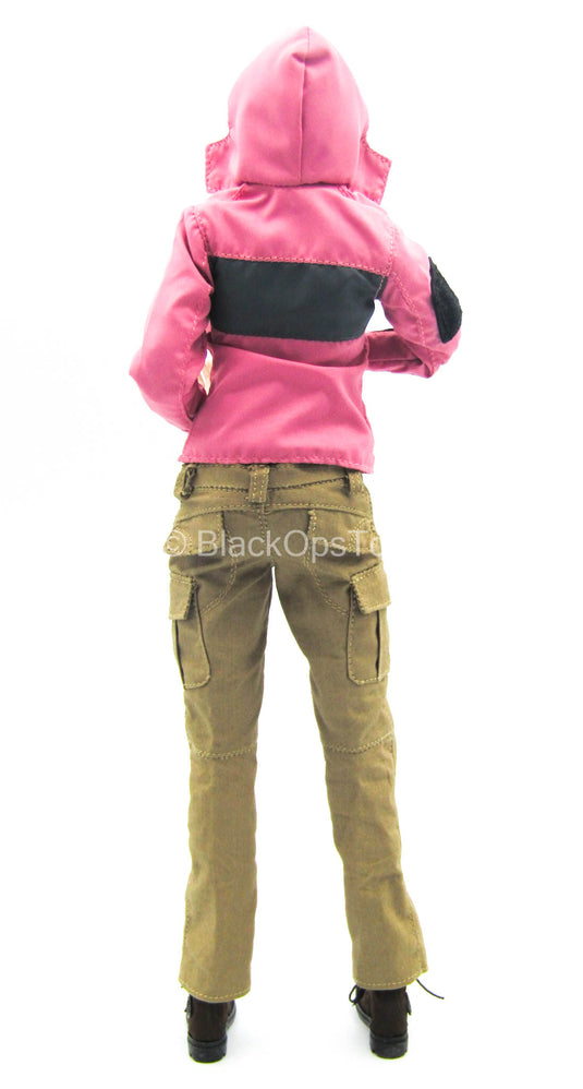 Pink Jacket & Foliage Green Shirt w/Tan Pants & Boots