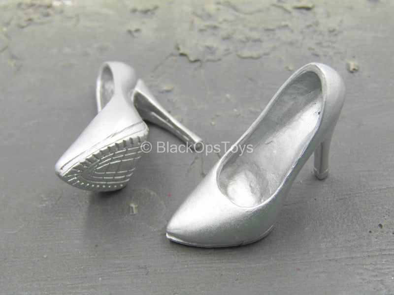Load image into Gallery viewer, Female Dress Set - Silver-Colored High Heels
