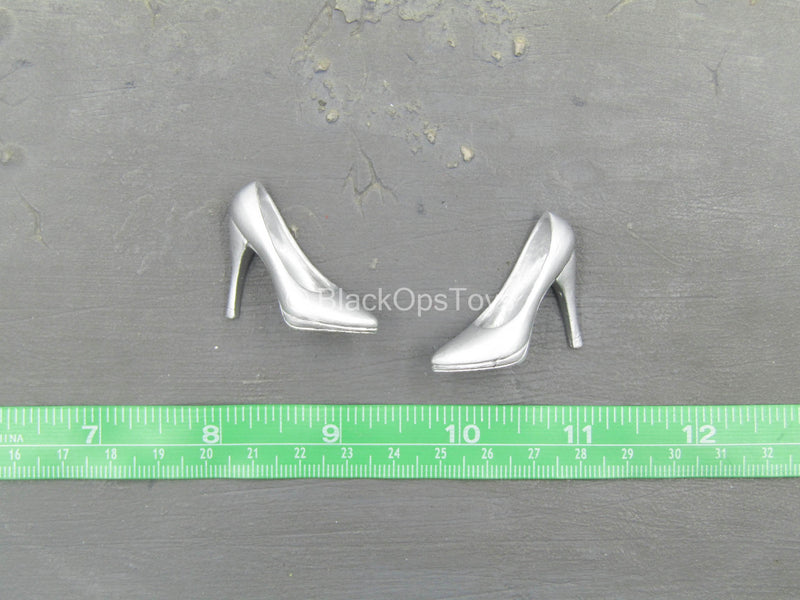 Load image into Gallery viewer, Female Dress Set - Silver-Colored High Heels
