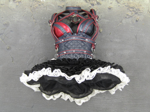 Batman Arkham Harley Quinn - Red Black & White Corset w/Skirt