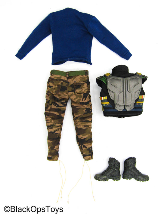 Black Panther Kill Monger - Blue Shirt w/Camo Pants & Chest Armor & Boots