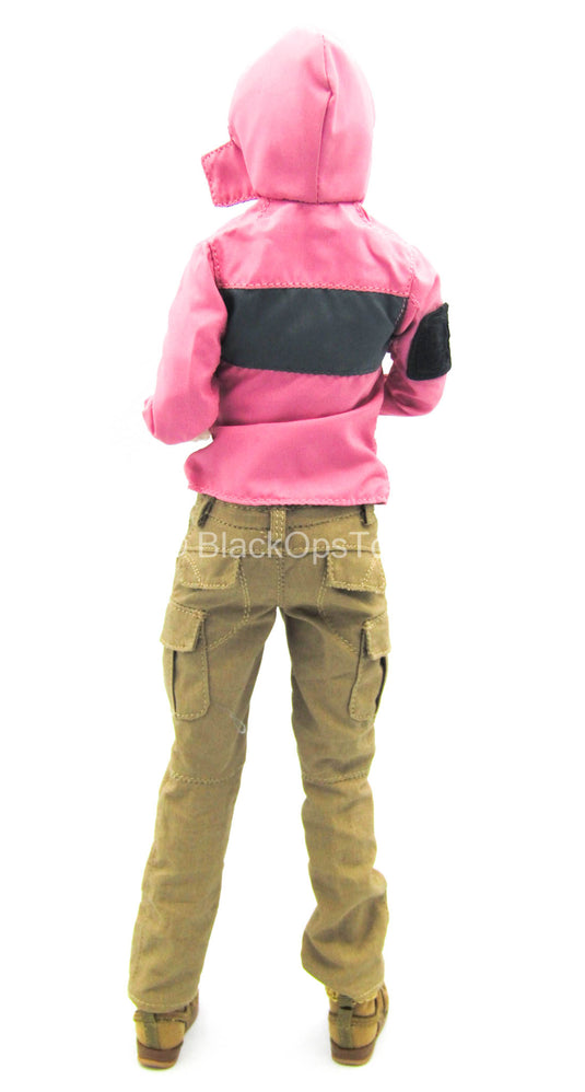Pink Jacket & Gray Beanie w/Tan Pants & Boots