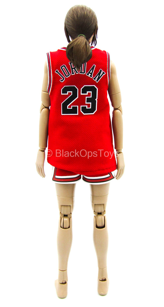 Female Jordan Clothing Set - Red Basketball Uniform