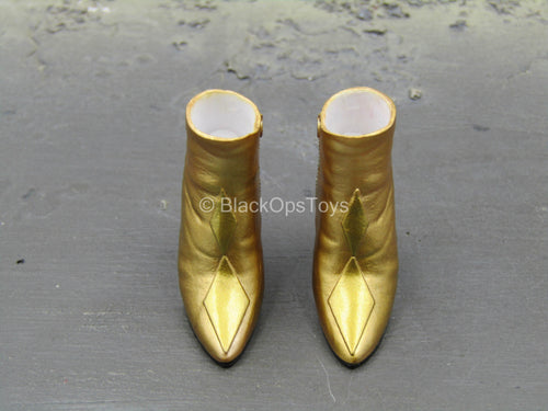 Birds Of Prey Harley Quinn - Gold Female Like High Heel Boots (Peg Type)