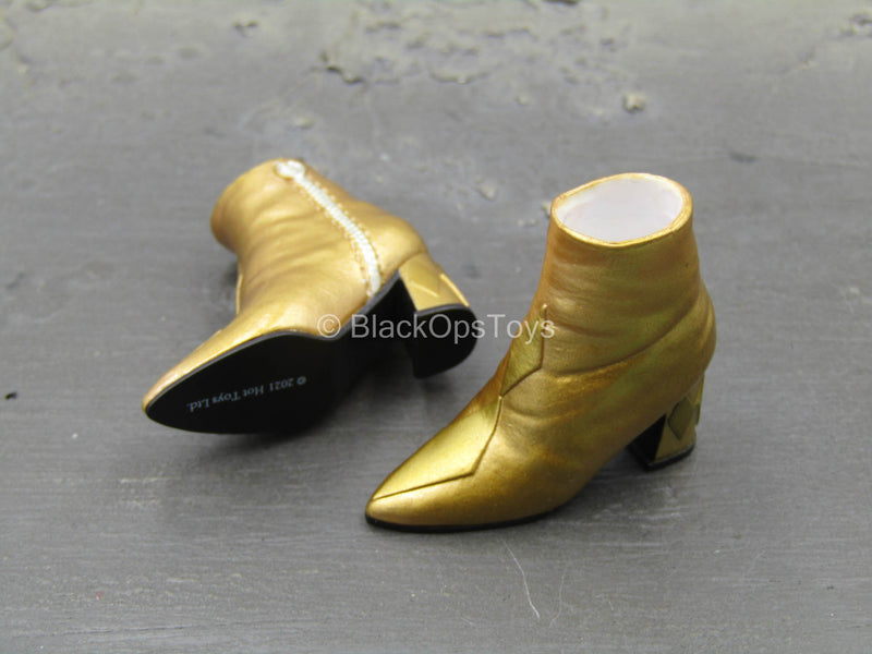 Load image into Gallery viewer, Birds Of Prey Harley Quinn - Gold Female Like High Heel Boots (Peg Type)
