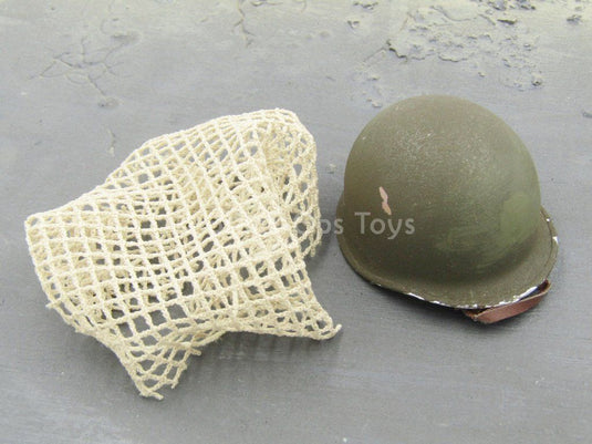 WWII - U.S. Army Airborne - Weathered Helmet w/Net Cover