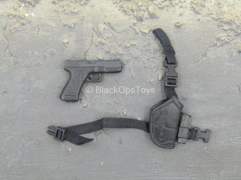 Load image into Gallery viewer, Cleveland PD SWAT Team - Black METAL Pistol w/Drop Leg Holster
