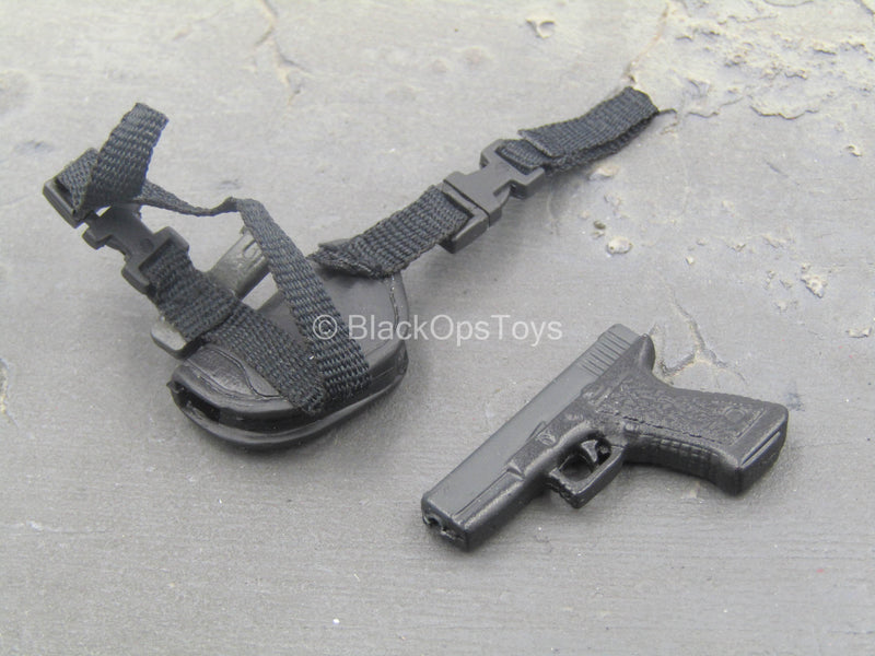 Load image into Gallery viewer, Cleveland PD SWAT Team - Black METAL Pistol w/Drop Leg Holster
