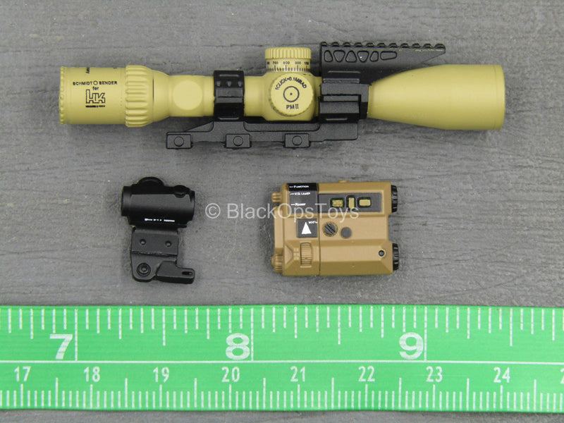 Load image into Gallery viewer, Tan Scope w/PEQ &amp; Canted Red Dot Sight

