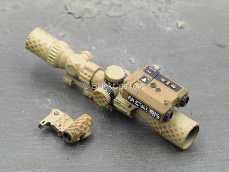 Load image into Gallery viewer, Tan Desert Camo Scope w/PEQ &amp; Canted Red Dot Sight
