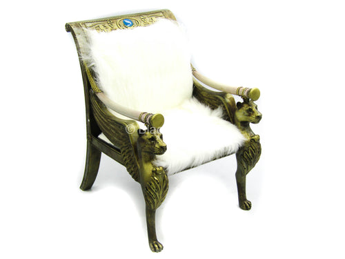 Pharaoh Tutankhamun (White) - Chair w/White Fur Like Cushions