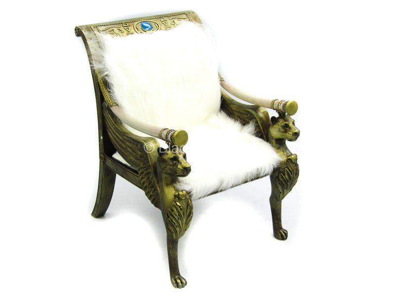 Load image into Gallery viewer, Pharaoh Tutankhamun (White) - Chair w/White Fur Like Cushions
