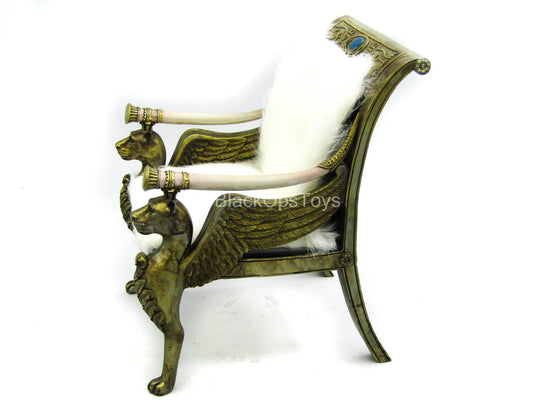 Pharaoh Tutankhamun (White) - Chair w/White Fur Like Cushions