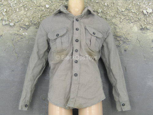 TWD - Carl Grimes - Weathered Button Up Grey Shirt