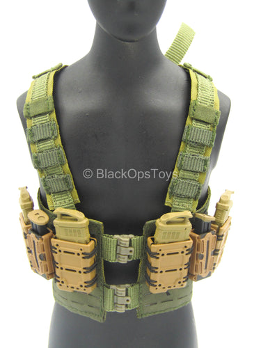 Green MOLLE Tactical Chest Rig w/5.56 NATO Mags & Holsters