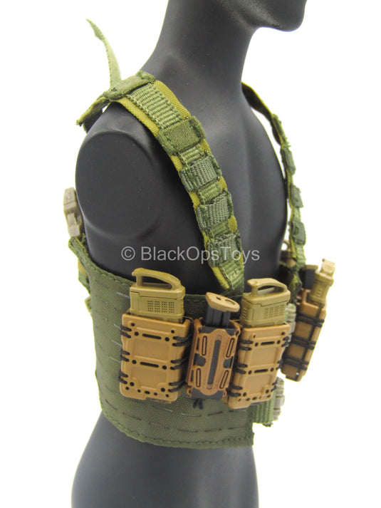 Green MOLLE Tactical Chest Rig w/5.56 NATO Mags & Holsters