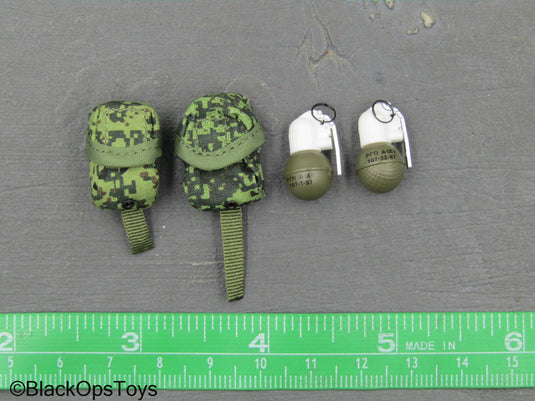 Military Police Of Russia - EMR Camo MOLLE Grenade Pouches w/Grenades
