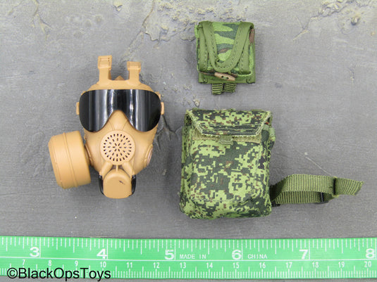Military Police Of Russia - Tan Gas Mask w/EMR Camo Pouch