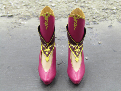 Three Kingdom Dynasty Warriors - Pink Female High Heel Boots (Peg Type)