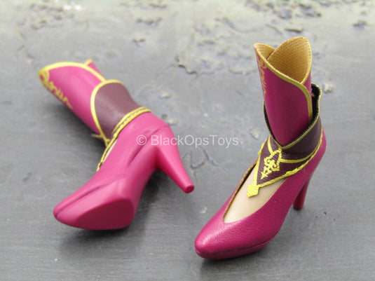 Three Kingdom Dynasty Warriors - Pink Female High Heel Boots (Peg Type)