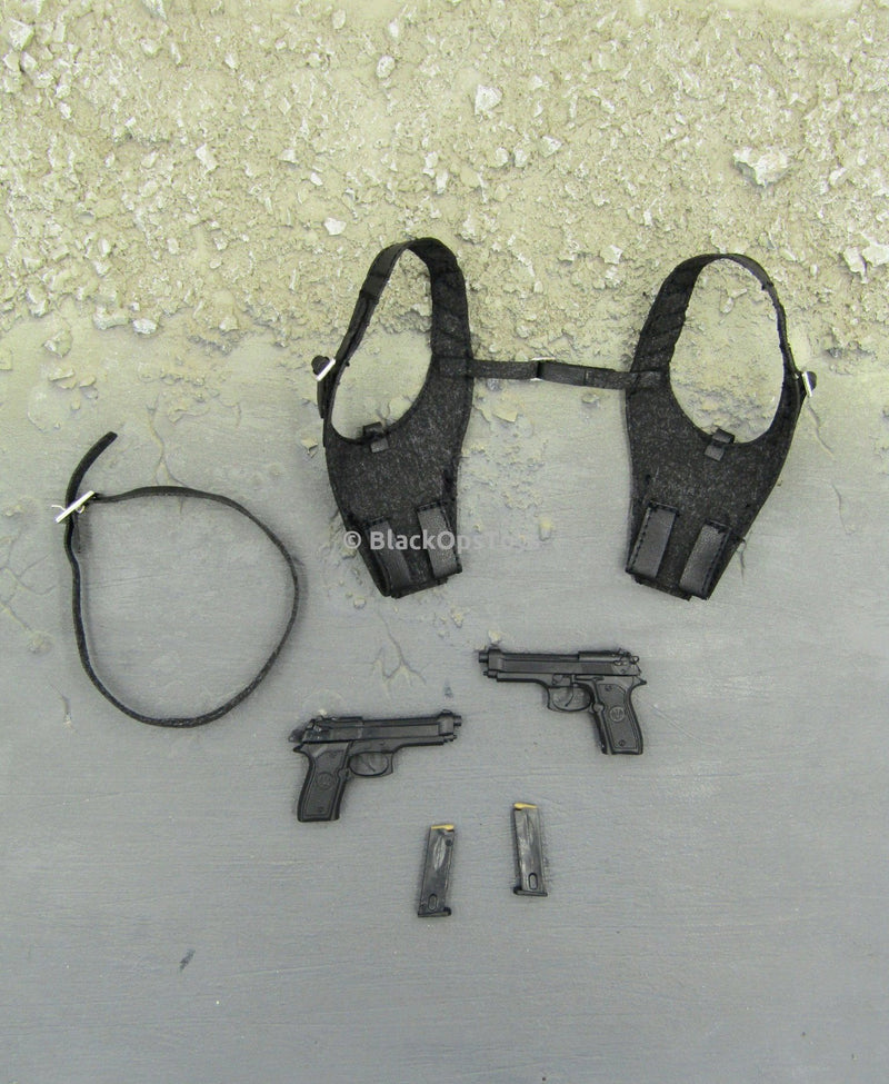 Load image into Gallery viewer, The Matrix Neo Keanu Reeves Black Shoulder Holster w/Belt &amp; Pistol

