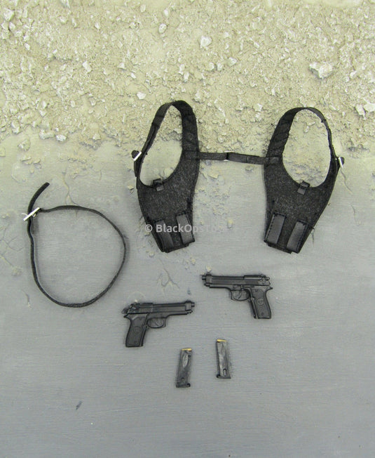 The Matrix Neo Keanu Reeves Black Shoulder Holster w/Belt & Pistol