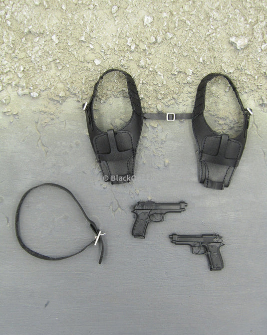 The Matrix Neo Keanu Reeves Black Shoulder Holster w/Belt & Pistol