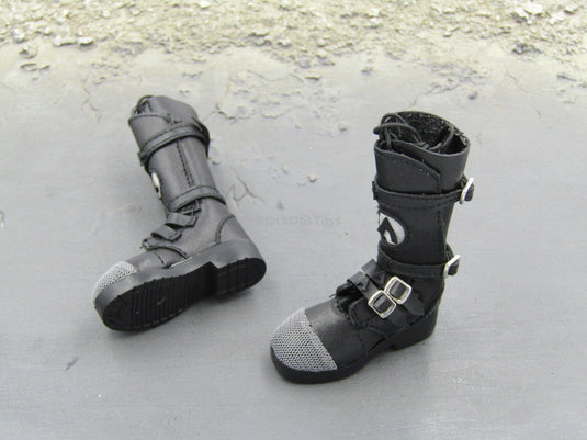 The Matrix Neo Keanu Reeves Black Combat Boots Foot Type
