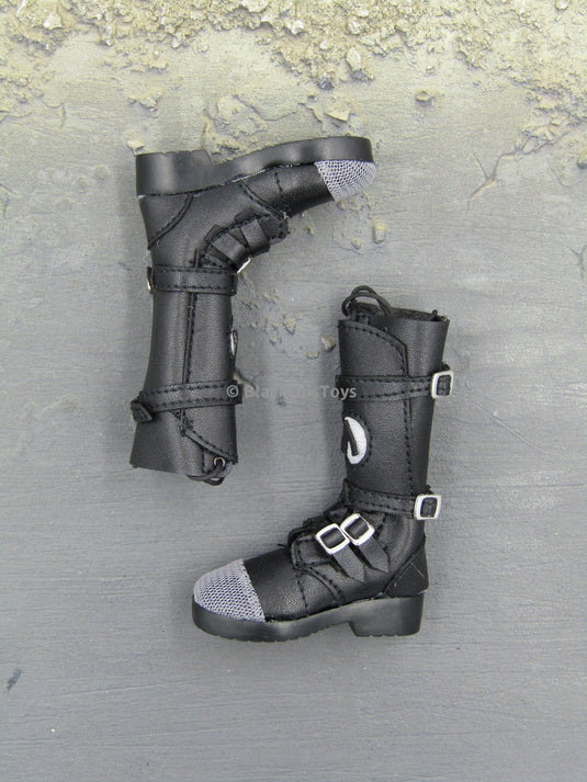 The Matrix Neo Keanu Reeves Black Combat Boots Foot Type