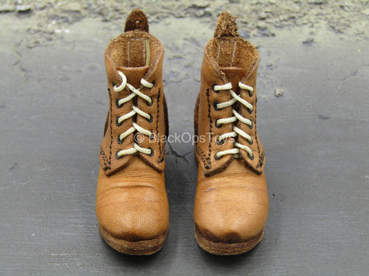 WWII - Light Brown Leather Like Boots (Foot Type)
