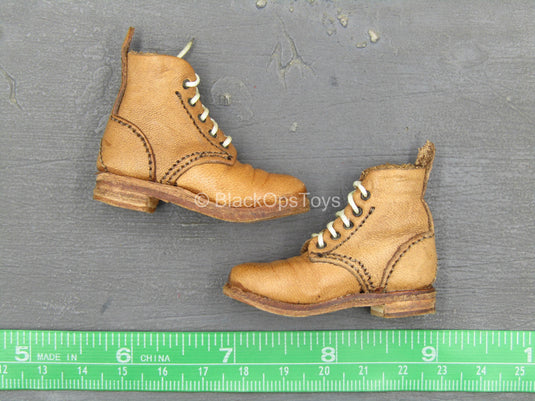 WWII - Light Brown Leather Like Boots (Foot Type)