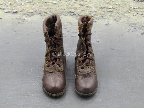 Dark Brown Leather Like Boots (Foot Type)