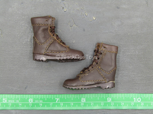 Dark Brown Leather Like Boots (Foot Type)