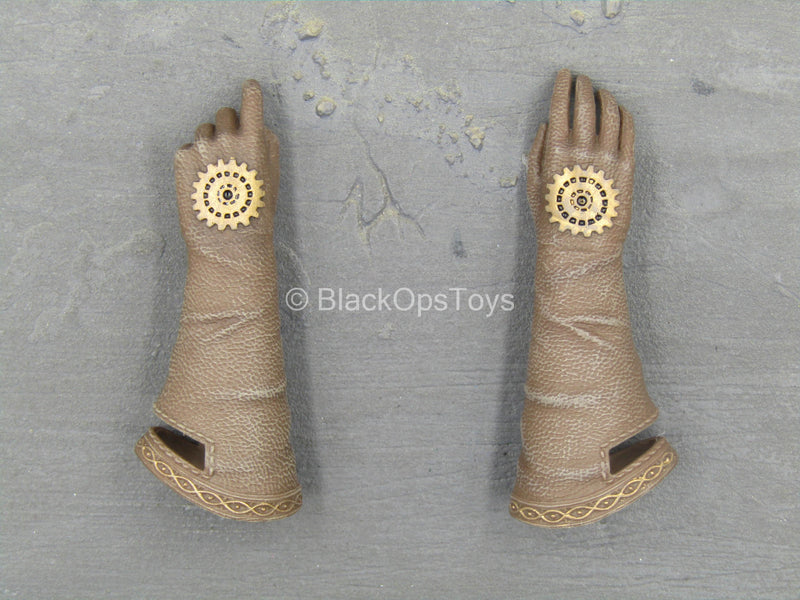 Load image into Gallery viewer, Steampunk Red Sonja - Brown &amp; Gold Left Trigger Gloved Hand Set
