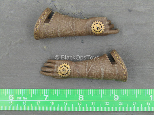 Steampunk Red Sonja - Brown & Gold Left Trigger Gloved Hand Set