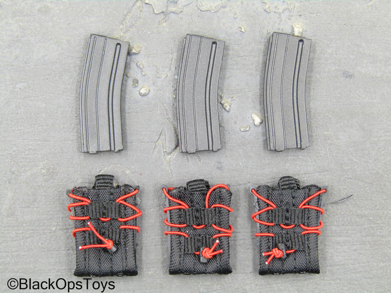Load image into Gallery viewer, ZERT - Sniper Team - Black &amp; Red Fast Mag Holsters w/Mags (x3)
