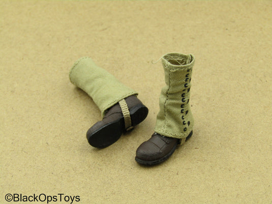 1/12 - US Army Rangers - Brown Boots w/Gaiters (Peg Type)