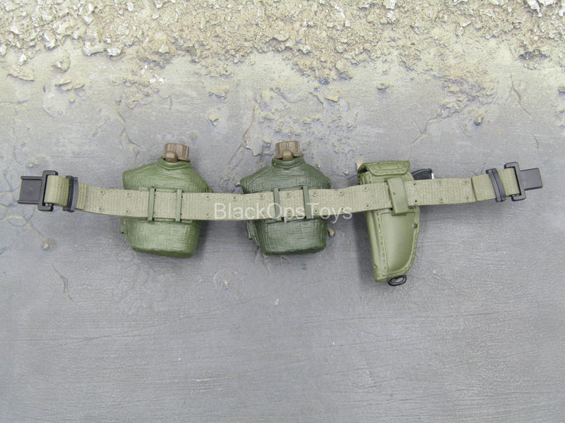Load image into Gallery viewer, Green Rivet Belt w/Canteen Pouches &amp; Pistol In Holster
