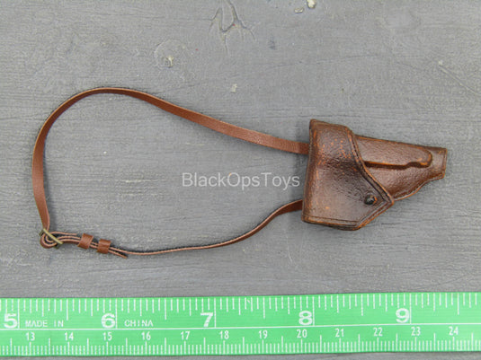 WWII - Japanese - Brown Pistol Holster w/Leather Like Strap