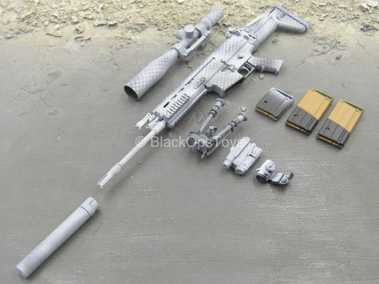 NSW Winter Warfare - FN MK17 SCAR-H w/Attachments (Snow Camo Spray)