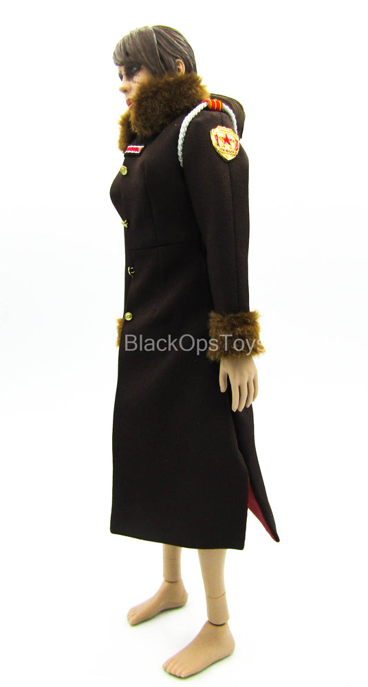 Red Alert Soviet Female Officer - Brown Military Trench Coat