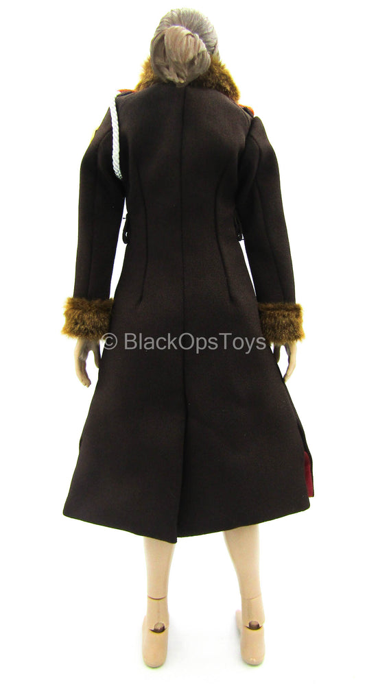 Red Alert Soviet Female Officer - Brown Military Trench Coat