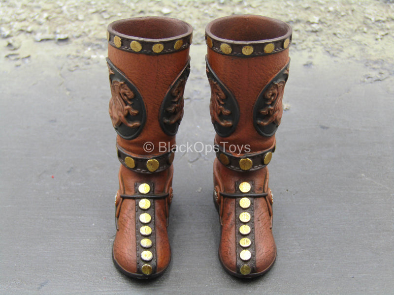 Load image into Gallery viewer, Persian Cavalry - Brown Detailed Boots (Peg Type)
