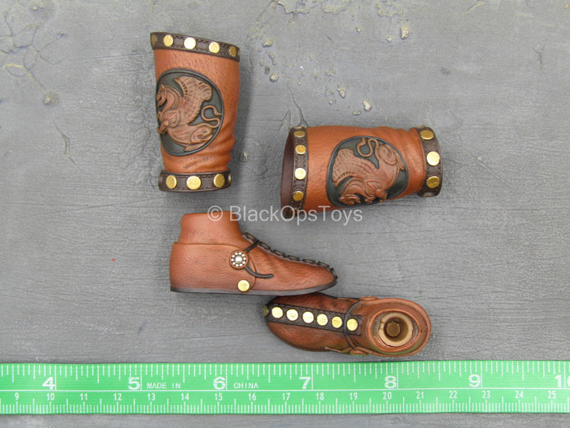 Load image into Gallery viewer, Persian Cavalry - Brown Detailed Boots (Peg Type)

