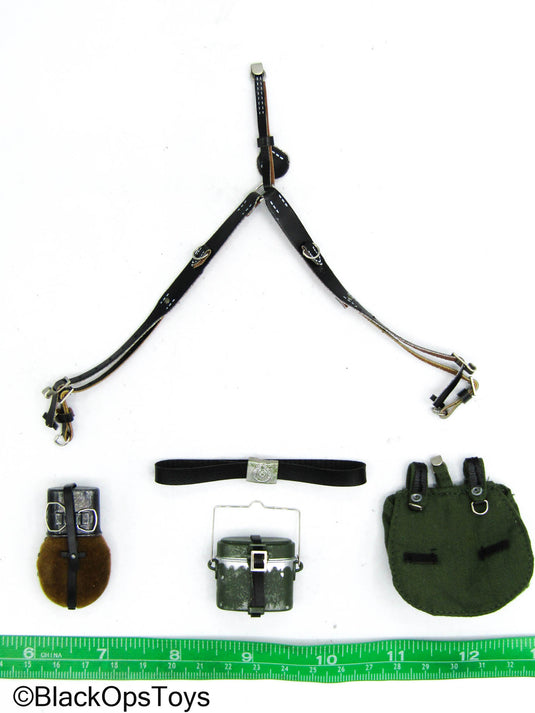WWII - German Panzergrenadier NCO - Black Belt w/Suspenders & Pouches